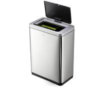 Durable Sensor Bin Duo, 2 x 20 Litre, Silver, Contactless Opening, Steel | Motion-Sensed Waste Bin, Touchless Opening, Soft-Close, Removable Lid, Fingerprint-Proof Coating, for Home and Workplaces