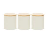 Premier Housewares Set Of Three Cream Cannisters | Stylish Design Set Of Three Kitchen Canisters For Dining Table | Secured Storage Stainless Steel Canister Set For Kitchen