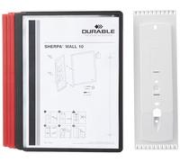 Durable SHERPA Display Panel Wall Unit | 10 Panels in Assorted Colours | Ideal for Storing and Display ing A4 Documents, Black and Red