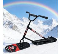 Durable Snow Scooter with 360° Directional Pivot - Handles 330lbs Load, Triple Aluminum Chassis, Multi-Age Snow Skis for Winter Fun(Black)