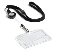 Durable Soft Breakaway Lanyard with Retractable Badge Reel - 10 Pack - Black Durable Black 10 Pack