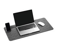 Durable Soft Felt Desk Mat - Integrated Phone Holder - Made of Recycled PET Flet - Foldable & Always Perfectly Flat - 70 x 33cm Desk Pad - Grey