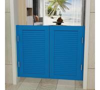 Durable Solid Wood Cafe Swinging Doors - Half Waist Saloon Doors with Stainless Steel Hinges for Kitchen and Bathroom(Dark Blue,120x80cm)