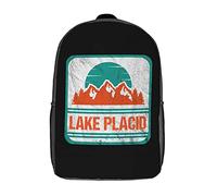 Durable Sports Bag Lake Placid Mountain Vintage Backpack Printed School Bags for Camping, Hiking, Work, 42X32X14Cm