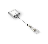 Durable Square Badge Reel in Chrome | Pack of 10 | With Extra Strong Clip | Ideal for Securely Holding Name Badges, Security Passes, Key Fobes, etc.