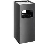 Durable Square Metal Ashtray Bin, 17 Litre Capacity, Black, Includes Sand | Waste Bin with2 Litre Ashtray and Handle, Sand Filling Included, for Covered Outdoor Smoking Areas, Made in Germany