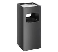 Durable Metal Square Waste Bin Black With Ashtray Top | Bin Capacity 17 Litres | Ashtray Capacity 2 Litres | Ideal for Sheltered Outdoor Areas Such As Smoking Areas