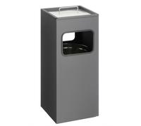 Durable Metal Square Waste Bin Charcoal With Ashtray Top | Bin Capacity 17 Litres | Ashtray Capacity 2 Litres | Ideal for Sheltered Outdoor Areas Such As Smoking Areas