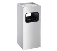 Durable Metal Square Waste Bin Silver With Ashtray Top - Bin Capacity 17 Litres - Ashtray Capacity 2 Litres - Ideal for Sheltered Outdoor Areas