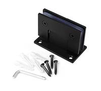 Durable Stainless Steel 90 Degree Glass Door Hinge, Frameless Glass Bathroom Door Clip, Suitable for Bathroom, Cabinet, Display Cabinet (Black)