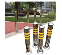 Durable Stainless Steel Safety Bollard Post with Reflective Strips, 6.3-8.6 Inch Diameter, 23.6 Inch Height for Enhanced Traffic Control & Parking Safety