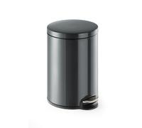 Durable Steel Pedal Bin 20L | Soft-Close Round Waste Bin | Charcoal Grey