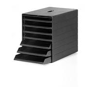 Durable Storage Box Idealbox Plus with 7 Letter Trays, A4 Format, Dark Grey | Desktop Drawer Unit System, Open Compartments, For Desks, Shelves and Sideboards