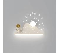 Durable Sturdy Decoration Cloud Wall Lights for Nursery Bedroom Mounted Lamp Astronaut Night Light Decor White Bedside Lighting with Projector Stars Dimmable LED Sconce