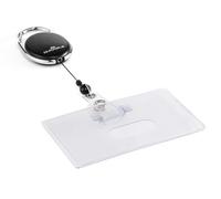 Durable Style Security Pass ID Card Holder with Carabiner Badge Reel, Black