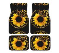 Durable & Stylish butterfly and sunflower Print 4-Piece Car Floor Mats - Universal Rubber Foot Mat Set for SUV, Sedan, Van, Truck