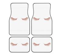 Durable & Stylish Rose Gold Eyelashes Print 4-Piece Car Floor Mats - Universal Rubber Foot Mat Set for SUV, Sedan, Van, Truck