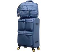 Durable Suitcase for Women Expandable Rolling Upright Luggage, 2-Piece Set,Spinner Wheels, Lock for Travel Retro Suit Case,Blue-20In