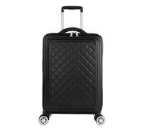 Durable Suitcase for Women Portable Travel Luggage,Soft Side Upright Rugged Carry-On Luggage with 4 Spinner Wheels Women Retro Suit Case,Black-18Inch