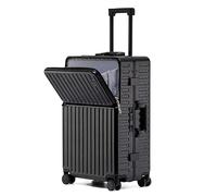 Durable Suitcase for Women Suitcases with USB Port Charging Luggage for Business Travel High Capacity Suitcases Retro Suit Case,Black-20Inch