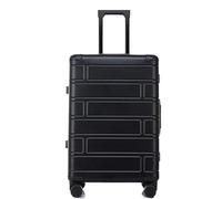 Durable Suitcase for Women Travel Case Hardshell Carry-On Luggage with Silent Airplane Spinner Wheels Suitcase Retro Suit Case,Black-24Inch
