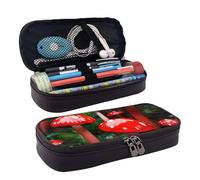 Durable Supplies Box Red Mushrooms Print Stationery Storage Bag with Zipper Pencil Bag for Teens, Student, Office Supplies, 20X9X4Cm