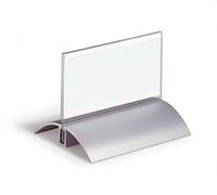 Durable Table Place Name Holder Deluxe 52 x 100mm | Includes Aluminium Base | Pack of 2 | Ideal for Reception Areas, Offices, Retail, etc.