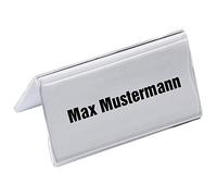 Durable Table Place Name Holder For 52/104 x 100mm Card - Made From Strong Clear Acrylic - Perfect For Conferences, Seminars, Reception Desks, etc