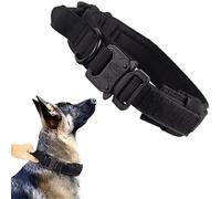 Durable Tactical Dog Collar Leash Set Adjustable Military Pet Collar Leash for Medium and Large Dogs German Shepherd Training Accessories(Black Collar,L45-55CM)