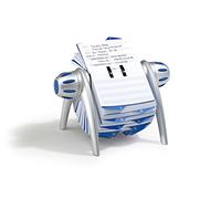 Durable Telindex Rotary Address Card Holder, 500 pockets, silver/blue | Desktop business card file with A-Z index, 104 x 72 mm inserts, 215 x 120 x 185 mm, durable plastic, rotary mechanism
