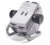 Durable Telinfex Rotary Address Card Holder | Includes 500 Cards | Includes 25 Tab A-Z Index | Made from Metal | Silver