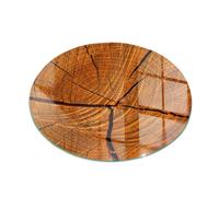 Durable Tempered Glass Hearth Mat Wood Cross-Section with Natural Grain 80 cm