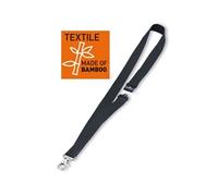 Durable Soft Bamboo Eco Neck Lanyards With Clip And Breakaway - 10 Pack - Black