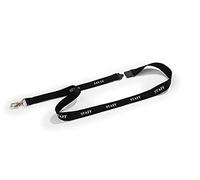 Durable Textile Lanyard Black with "STAFF" Printed Directly Onto SurFace | Pack of 10 | Includes Safety Release | Holds a Variety of Badges and Passes