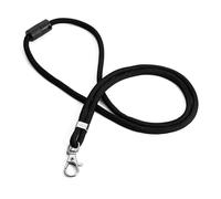 Durable Textile Lanyard with Carabiner Clip - Made of Recycled rPET - Pack of 10 Black Necklaces - Universal Badge Holder