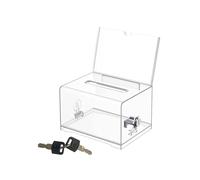 Durable Tip Jar Voting Plastic Container with Lock and Sign Holder Suggestion Box Acrylic Solid Ballot Box