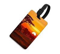 Durable TPU Luggage Tag with Information Card, Scratch-Resistant Travel Bag Tag, African Animal Sunset Suitcase Tags for Bags & Tools, Black-style, One Size, classic