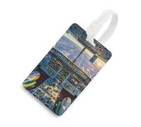 Durable TPU Luggage Tag with Information Card, Scratch-Resistant Travel Bag Tag, Airplane Cockpit and Sunrise Suitcase Tags for Bags & Tools, White-style, One Size, classic
