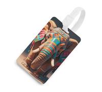 Durable TPU Luggage Tag with Information Card, Scratch-Resistant Travel Bag Tag, Aztec Elephant Suitcase Tags for Bags & Tools, White-style, One Size, classic