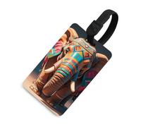Durable TPU Luggage Tag with Information Card, Scratch-Resistant Travel Bag Tag, Aztec Elephant Suitcase Tags for Bags & Tools, Black-style, One Size, classic