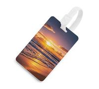 Durable TPU Luggage Tag with Information Card, Scratch-Resistant Travel Bag Tag, Beach Sunset Waves Suitcase Tags for Bags & Tools, White-style, One Size, classic