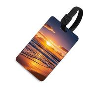 Durable TPU Luggage Tag with Information Card, Scratch-Resistant Travel Bag Tag, Beach Sunset Waves Suitcase Tags for Bags & Tools, Black-style, One Size, classic