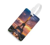 Durable TPU Luggage Tag with Information Card, Scratch-Resistant Travel Bag Tag, Beautiful Eiffel Tower Paris Suitcase Tags for Bags & Tools, White-style, One Size, classic