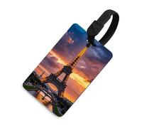 Durable TPU Luggage Tag with Information Card, Scratch-Resistant Travel Bag Tag, Beautiful Eiffel Tower Paris Suitcase Tags for Bags & Tools, Black-Style