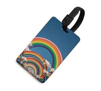 Durable TPU Luggage Tag with Information Card, Scratch-Resistant Travel Bag Tag, Beautiful World Rainbow Suitcase Tags for Bags & Tools, Black-style, One Size, classic