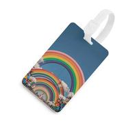 Durable TPU Luggage Tag with Information Card, Scratch-Resistant Travel Bag Tag, Beautiful World Rainbow Suitcase Tags for Bags & Tools, White-style, One Size, classic