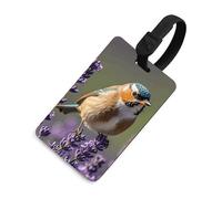 Durable TPU Luggage Tag with Information Card, Scratch-Resistant Travel Bag Tag, Bird in Purple Lavender Floral Suitcase Tags for Bags & Tools, Black-style, One Size, classic