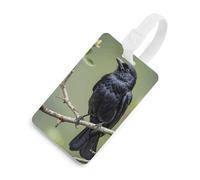 Durable TPU Luggage Tag with Information Card, Scratch-Resistant Travel Bag Tag, Black Crow Birds on A Branch Suitcase Tags for Bags & Tools, White-style, One Size, classic