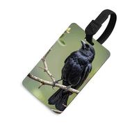 Durable TPU Luggage Tag with Information Card, Scratch-Resistant Travel Bag Tag, Black Crow Birds on A Branch Suitcase Tags for Bags & Tools, Black-Style