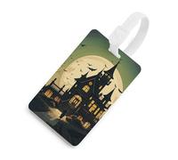 Durable TPU Luggage Tag with Information Card, Scratch-Resistant Travel Bag Tag, Black Haunted Mansion Suitcase Tags for Bags & Tools, White-Style